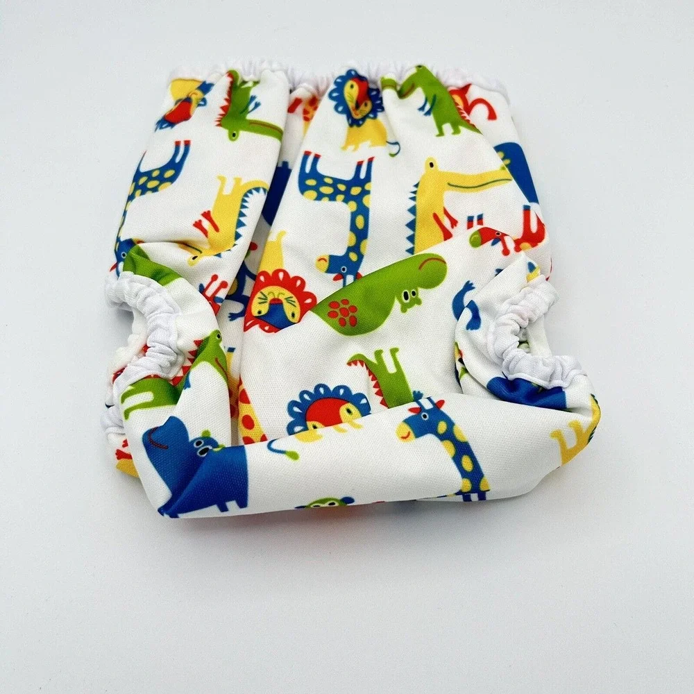 Baby Diaper Cover Adjustable Snap Zoo Animals Print‎ Lions, Giraffes One Size